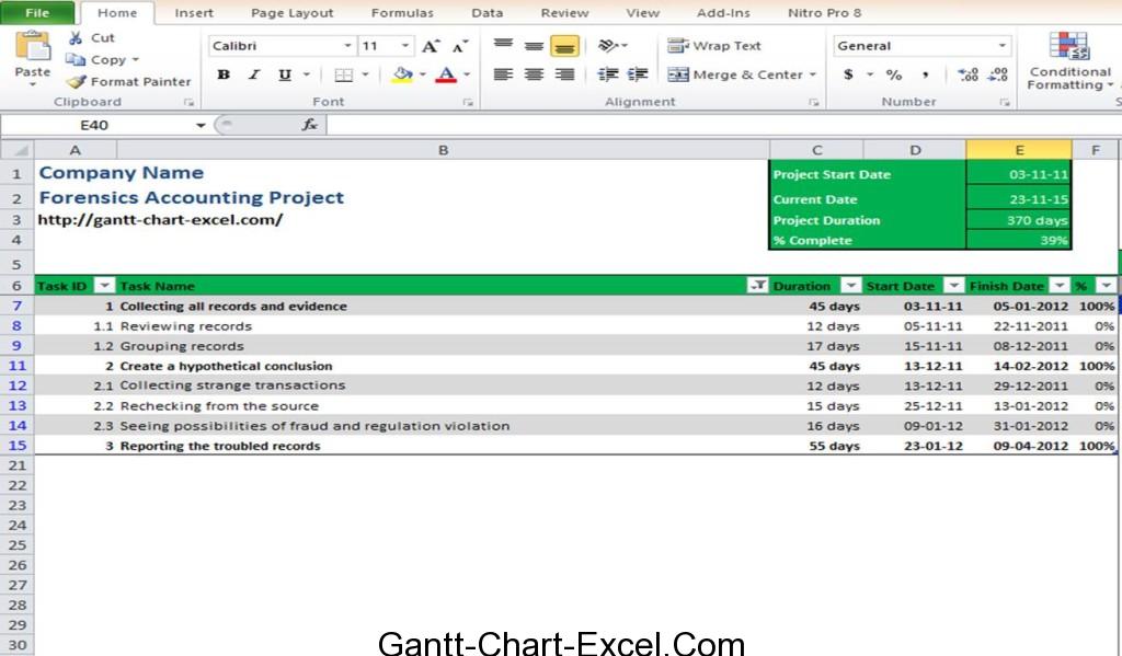 Download Gantt Chart Quickbooks | Gantt Chart Excel Template